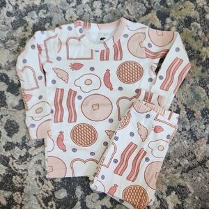 Kids Patterned Pajama Set - Pink and White